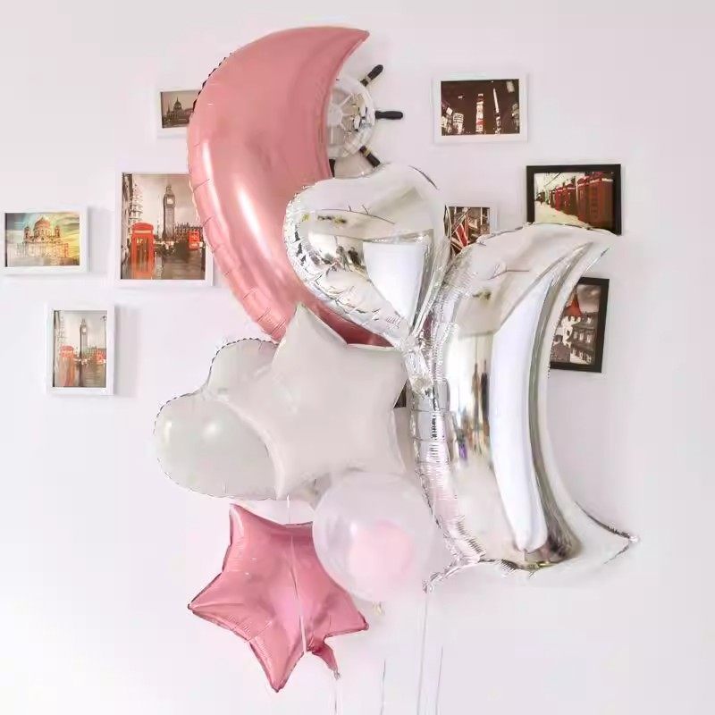 情人节星星月亮生日派对铝膜婚房气球酒吧拍照道具氦气飘空气球