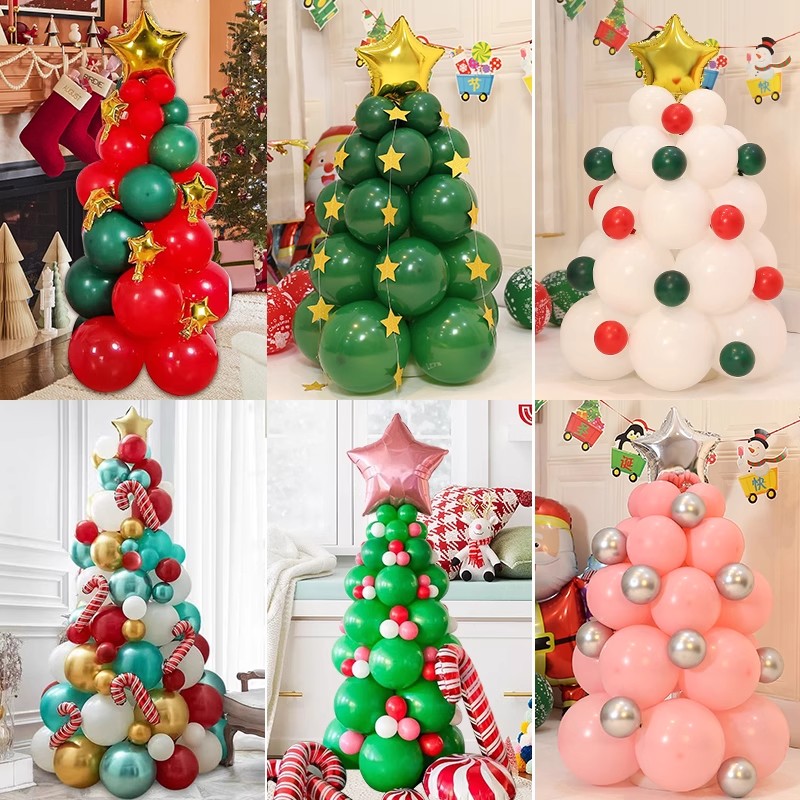 圣诞节新款气球树装饰品商场店铺4S店节日活动立柱氛围场景布置品