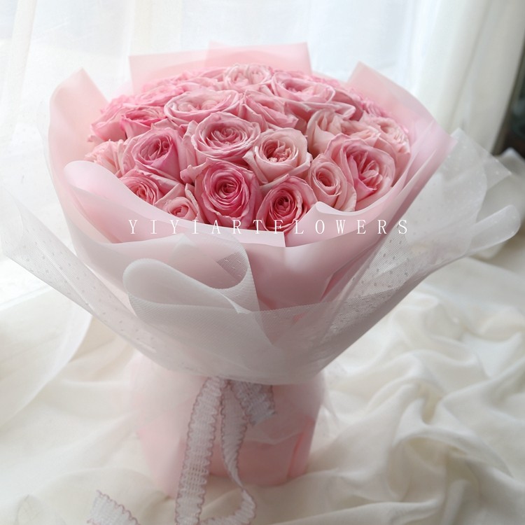 高端少女粉色荔枝玫瑰北京鲜花速递同城花店订花闺蜜女友生日送花