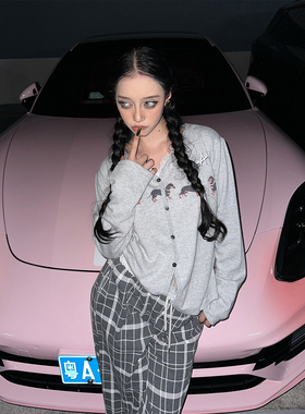 Maddy 韩版少女卡通小狗印花纯欲蕾丝边睡衣女春秋款家居服俩件套