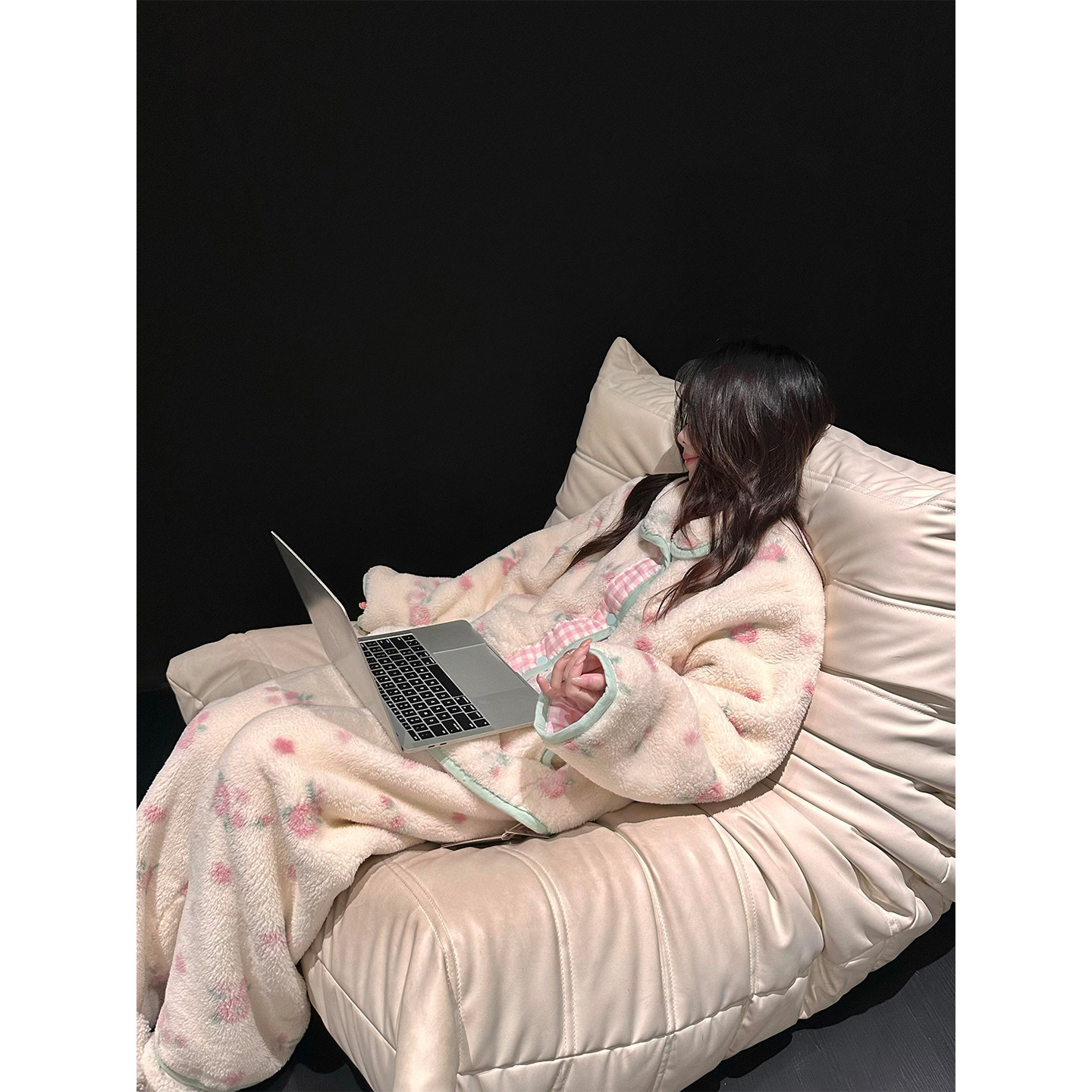 韩系少女花朵珊瑚绒睡衣女冬季2026新款加厚保暖家居服套装可外穿