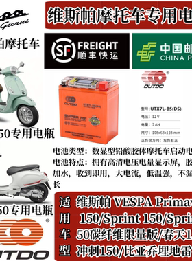 适用维斯帕VESPA/GTS300/GTV300/GTS250LXV150春天冲刺摩托车电瓶