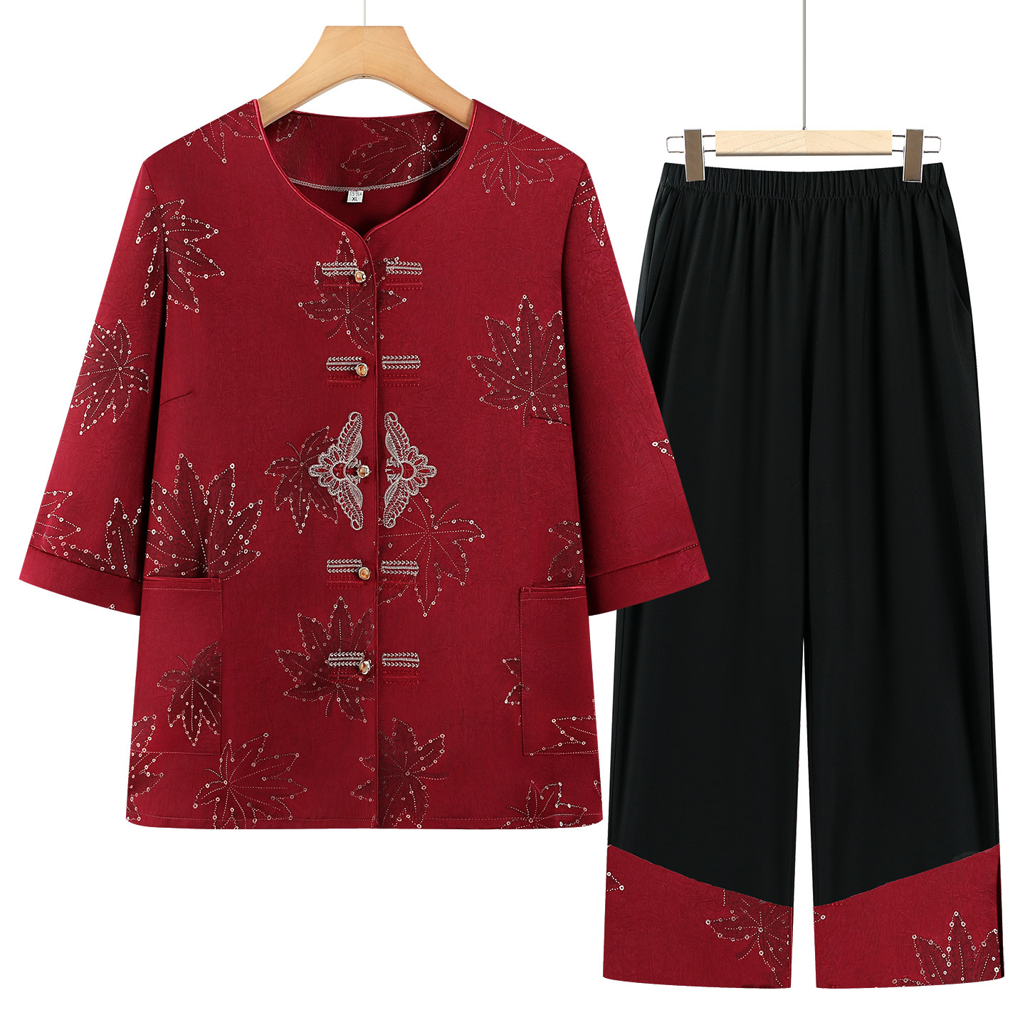 妈妈装夏装套装中袖上衣+裤子