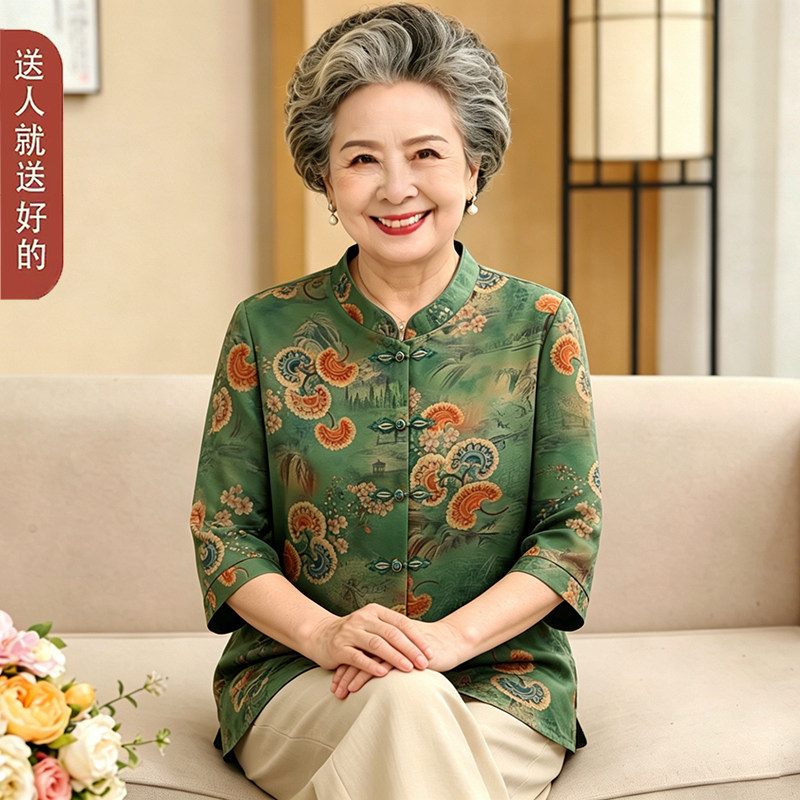 新中式立领妈妈衬衫开衫春装
