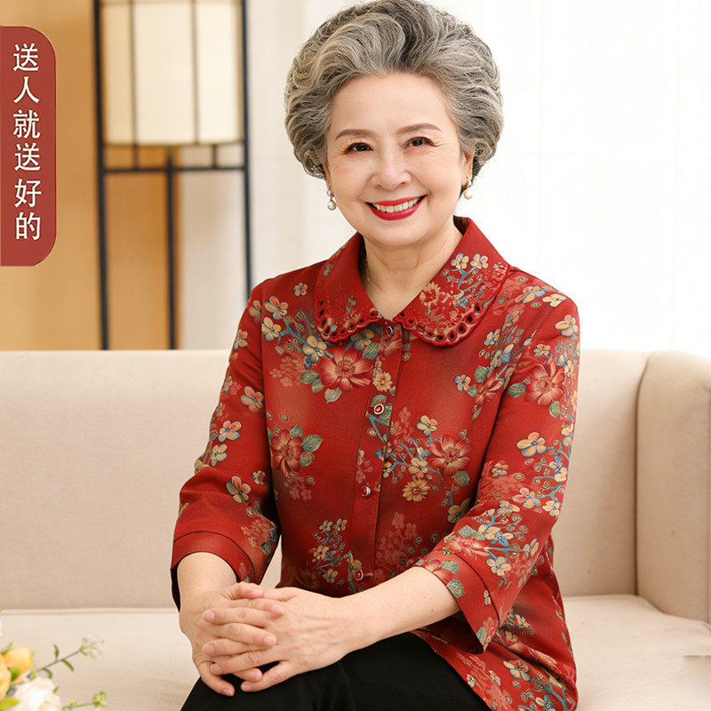 妈妈装春夏装七分袖衬衫