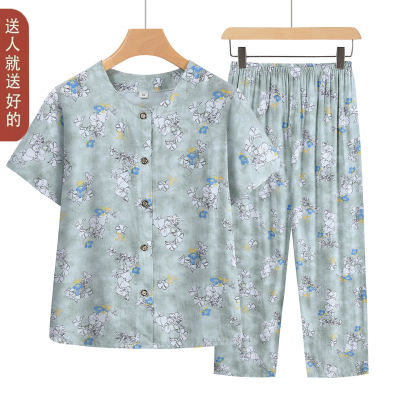 奶奶装时尚棉绸人造棉套装