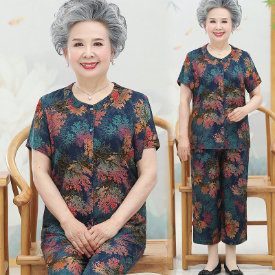 柔软舒适老年人棉绸套装