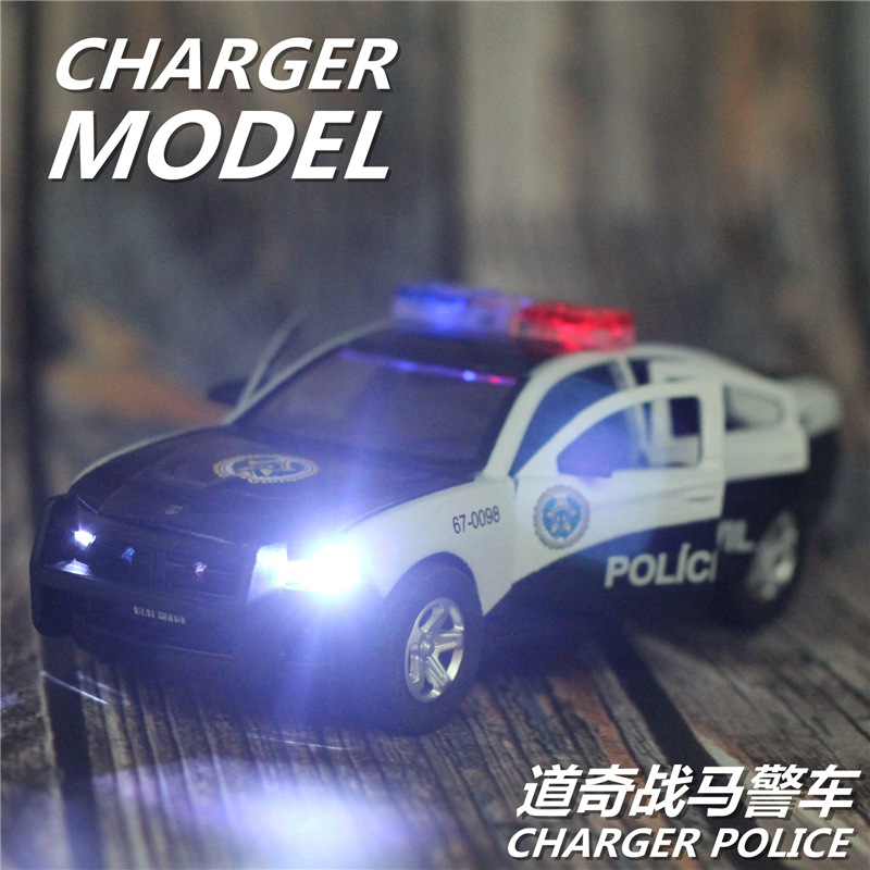 回力道奇战马警车合金车汽车模型6开门越野仿真车模儿童男孩摆件