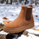 切尔西雪地靴男鞋 子冬加绒加厚东北羊毛防寒皮毛一体短靴棉鞋 2050