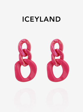 ICEYLAND芭比粉链条耳环