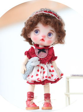 ob11娃衣gsc复古小红裙套装洋装成品材料包