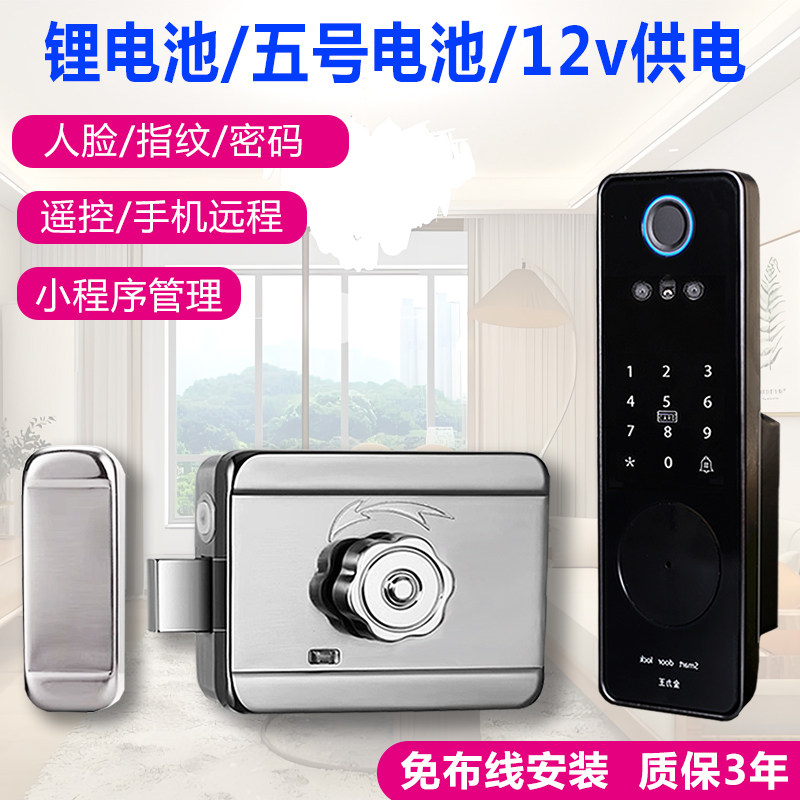 人脸识别指纹锁家用出租房电子智能门锁户外大门密码锁老式牛头锁
