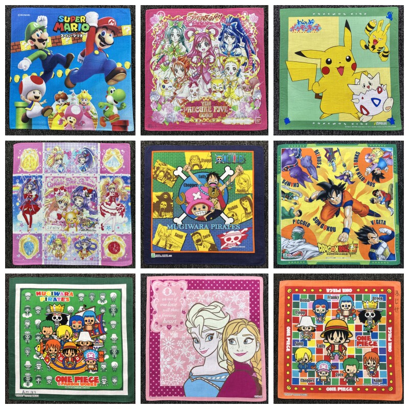 (默认瑕疵)日系古着vintage日漫卡通童趣挂饰桌搭装饰小方巾51