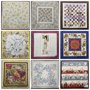 日系vintage古着纯棉男女士轻奢印花吸汗小方巾口袋巾手帕 120