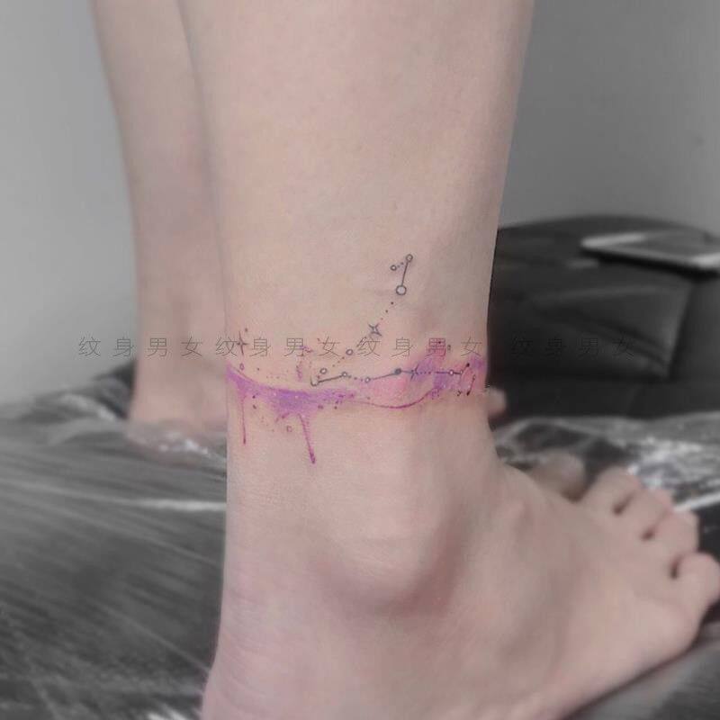 纹身贴 防水 手绘星星月亮银河星座小清新脚踝贴纸