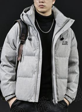 冬季美式90白鸭绒羽绒服男连帽2025新款保暖潮牌高端纹理外套大码