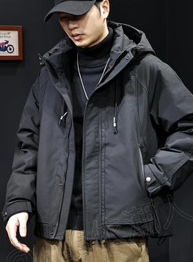 爆款国标90白鸭绒工装羽绒服男连帽外套2025冬季新款保暖潮牌大码