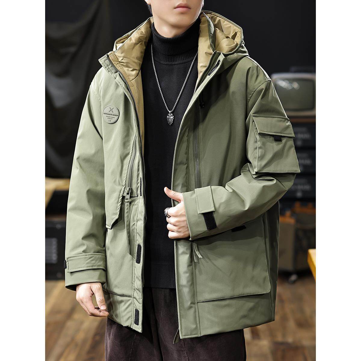 美式复古工装羽绒服男2025冬季新款防风防水保暖派克服男款外套潮