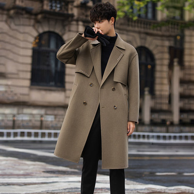 双面毛呢大衣男士新款秋冬季2025年中长款单排扣羊毛风衣呢子外套