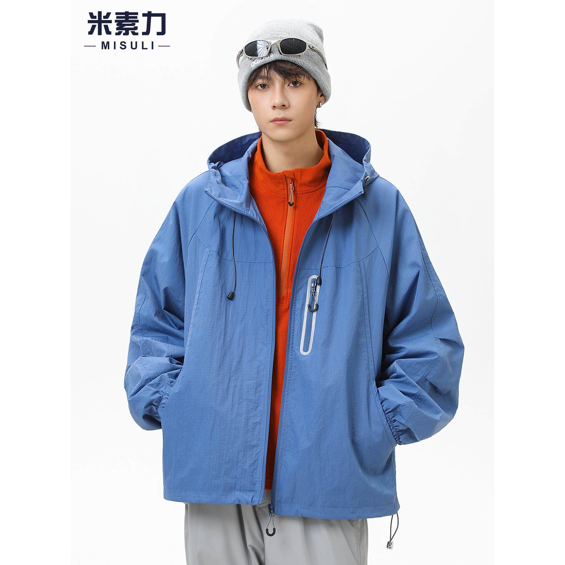 机能风防泼水户外运动连帽冲锋衣男款秋季夹克休闲潮宽松工装外套