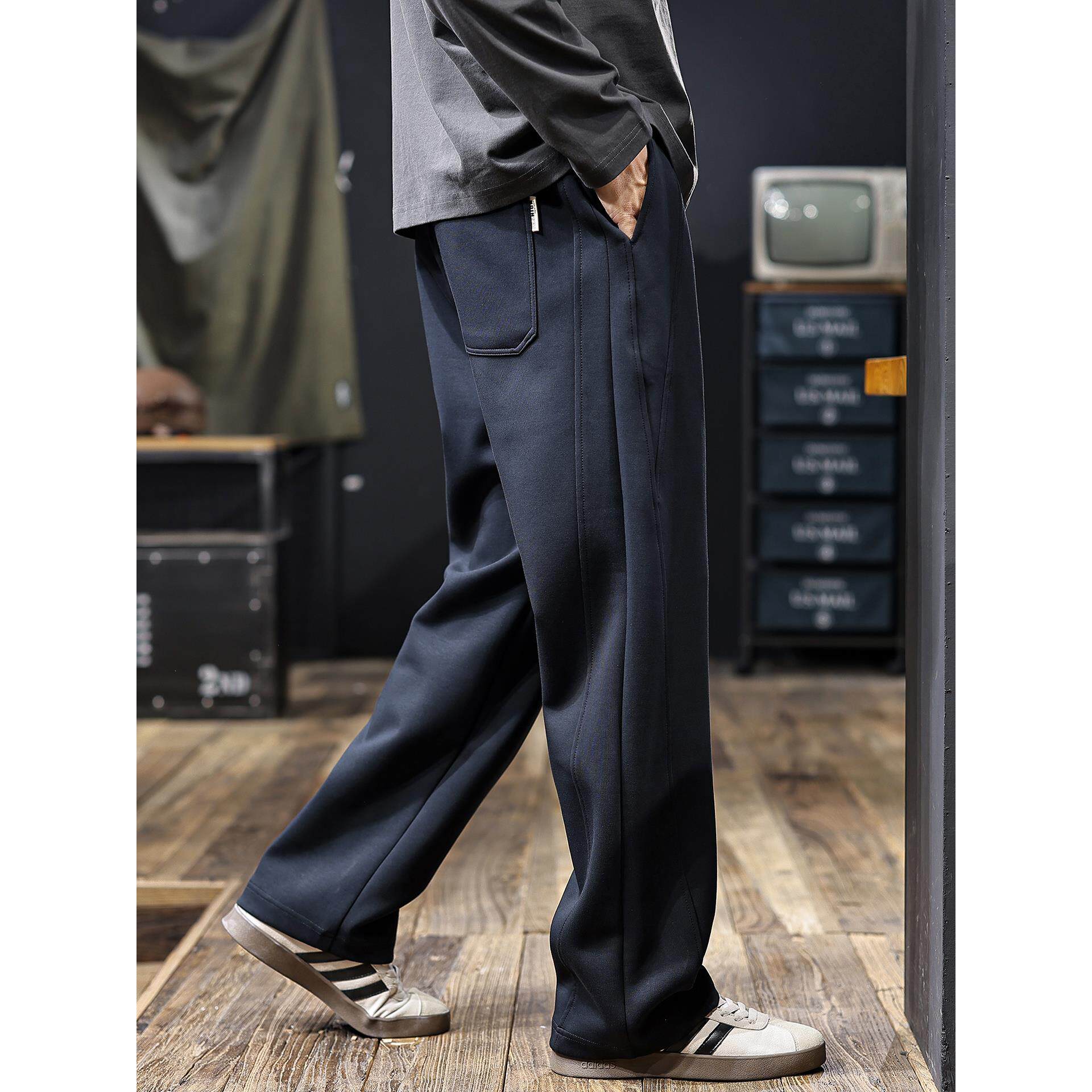 冬季加绒保暖舒适亲肤休闲卫裤男2025新款直筒宽松运动裤加厚裤子