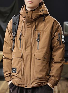 美式复古工装羽绒服男2025冬季新款户外防水加厚保暖滑雪服外套潮