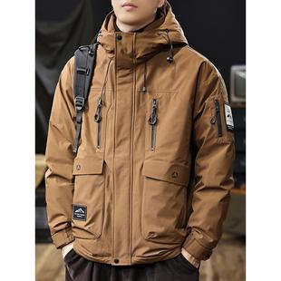 美式复古工装羽绒服男2025冬季新款户外防水加厚保暖滑雪服外套潮