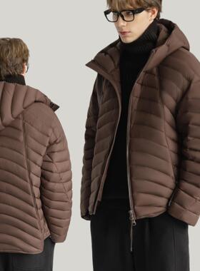 【充绒210g】D7K排骨感羽绒服冬季新款白鸭绒加厚连帽羽绒外套男