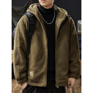 美式重磅羊羔毛羽绒服男2025冬季新款宽松连帽加厚保暖男款外套潮