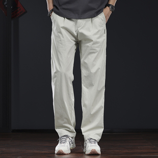 轻薄浅色男士休闲裤2026夏季新款高级感美式简约百搭宽松直筒长裤