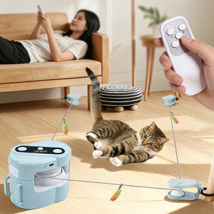 宠物智能逗猫玩具互动捕猎猫玩具遥控发声小鸟叫逗猫棒宠物追逐器