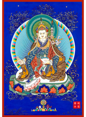 莲师唐卡西藏热贡客厅玄关佛堂家居装饰挂画