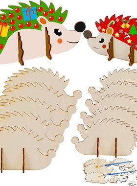 木质刺猬DIY手工套装ins风北欧家居创意装饰工艺品木制动物摆件