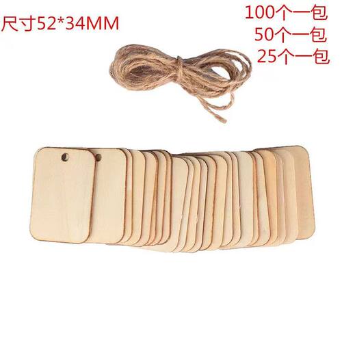 卡通手工diy 空白原木片有孔配绳装饰木挂牌可写字签到木片木吊牌