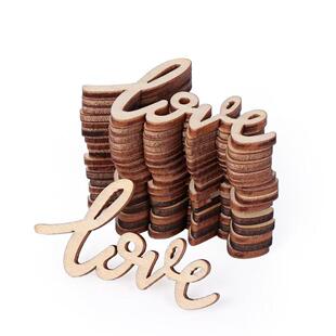 LOVE木片厂家直销木制激光切割订婚宴布置户外婚礼甜品台木质装 饰