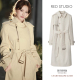 蒲言延同款 高级设计感加厚保暖英伦风大衣 米白色风衣外套女中长款