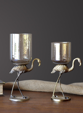 美式创意复古玻璃摆件客厅软装