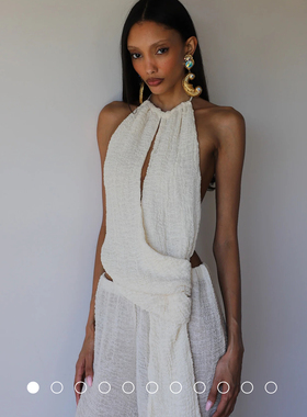 美国购白色纹理度假休闲海边休闲长裤Sele Pant Cream