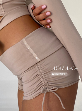 美国购买ay acti运动系列抽绳设计翻面短裤