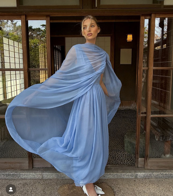 美国购elsahosk同款蓝色吊带连衣裙仙女裙Sab Dress