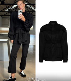 垫肩夹克外套 风格 美国购买rosie同款 黑色白色工装