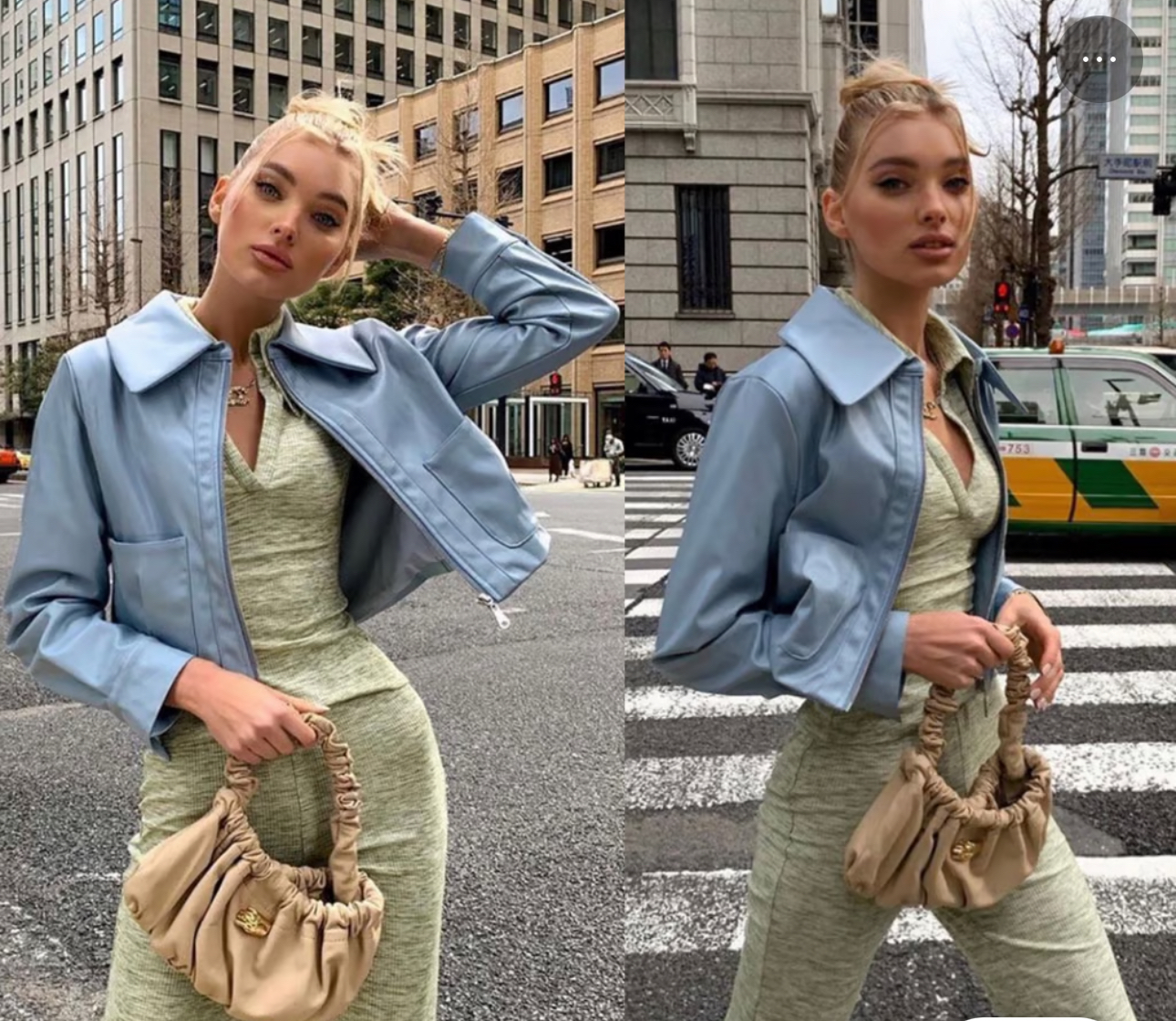 美国代购elsahosk同款蓝色polo领子夹克外套lynn jacket