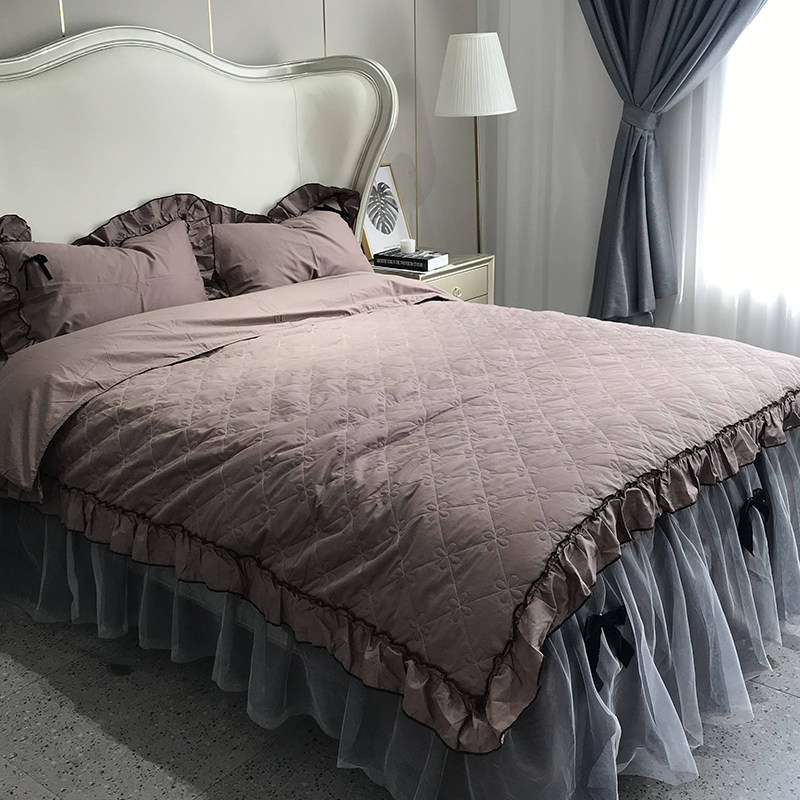 纯棉全棉夹棉被套四件套高级感ins床套女孩公主风夏凉被绝美法式