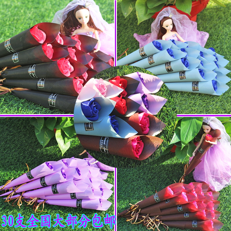 仿真新款单支香皂玫瑰花情人节送老师活动促销肥皂花地推小礼物品