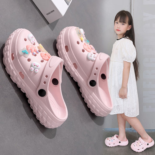 女童洞洞鞋2025新款夏季外穿凉鞋女孩中大男童防滑沙滩鞋儿童拖鞋