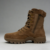 强人3515防穿刺训练靴男牛皮户外登山运动防滑耐磨棕色沙漠长靴子