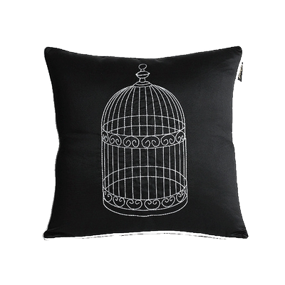里索仿真丝鸟笼沙发抱枕家用刺绣