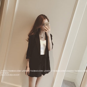 2021春秋季西装外套女气质宽松小西服女士时尚三件套西装短裤套装