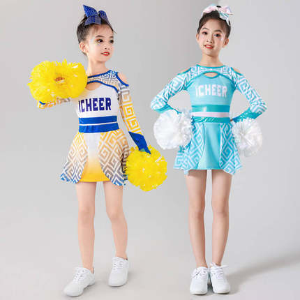新款儿童啦啦队演出服定制小学生运动会开幕式连体裙啦啦操表演服