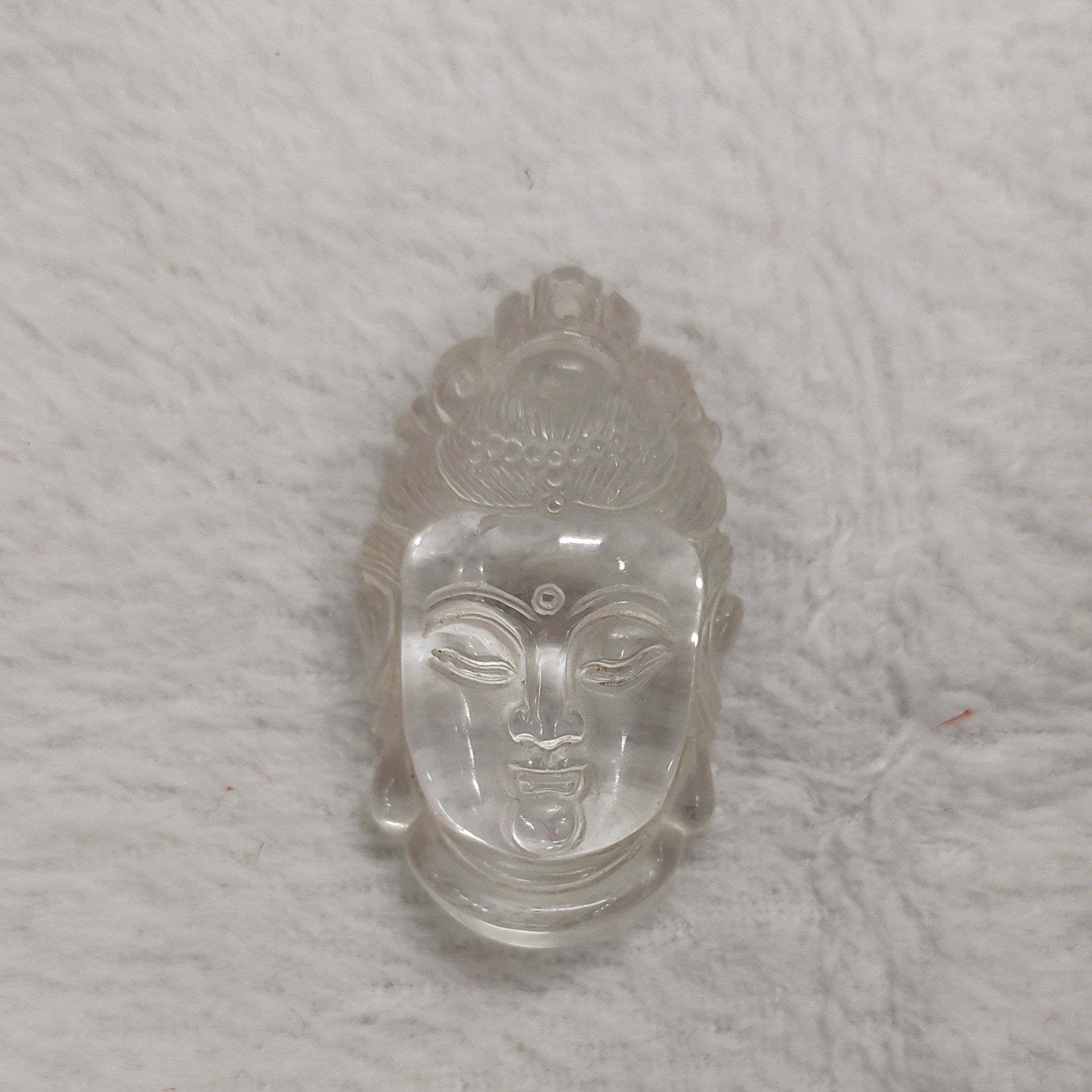 正品天然白水晶佛头吊坠释迦摩尼佛像观音头项坠大日如来